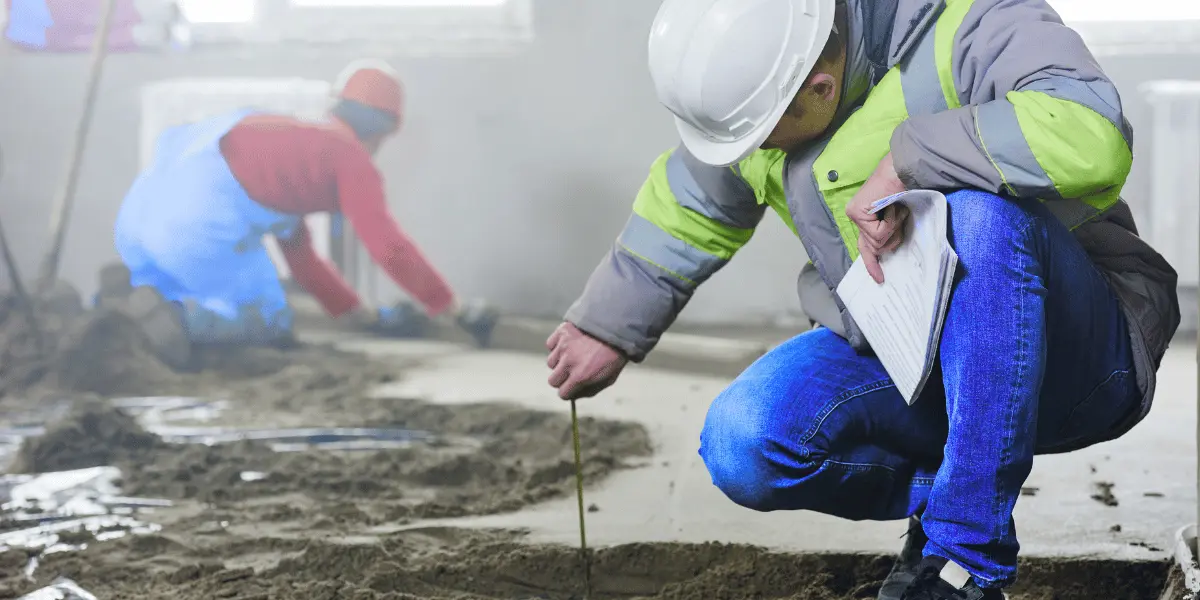 Structural engineer inspecting foundation cracks in a home basement